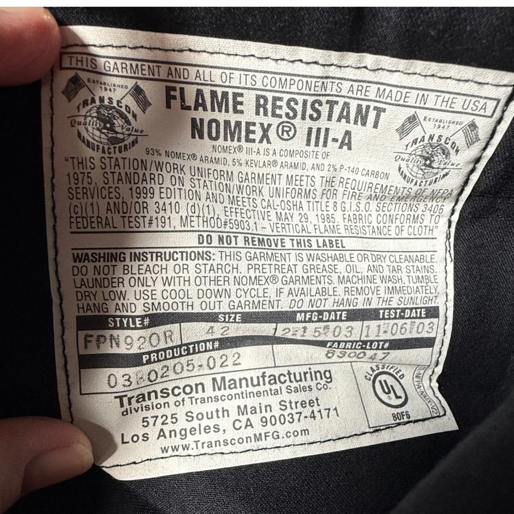 Transcon Nomex III-A Station Pants Navy Blue Mens 42 FPN920R